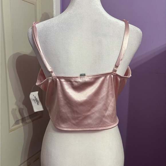 Sky and Sparrow Pink Satin Crop Top - Picture 2 of 4
